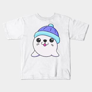 Kawaii Winter Seal Kids T-Shirt